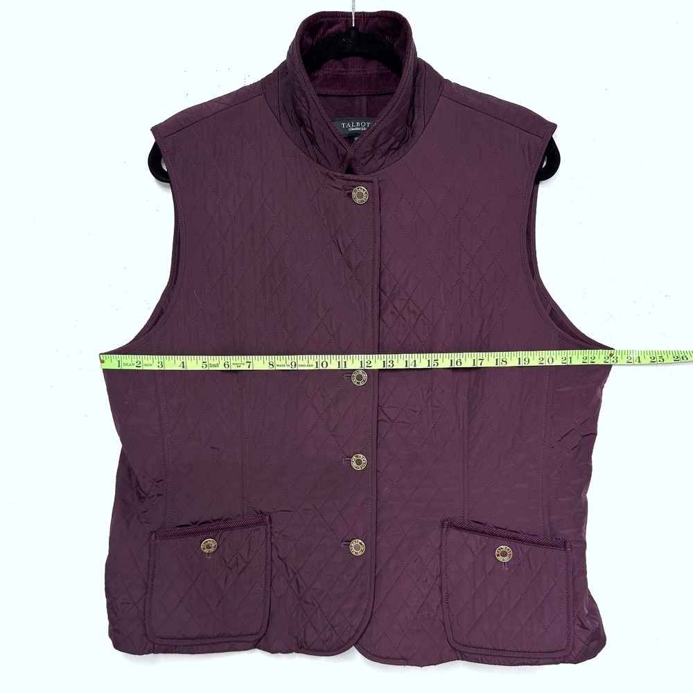 Talbots Quilted Dark Purple Vest, Size XL, Medium Weight, Fleece Lining, Pockets - Picture 6 of 8